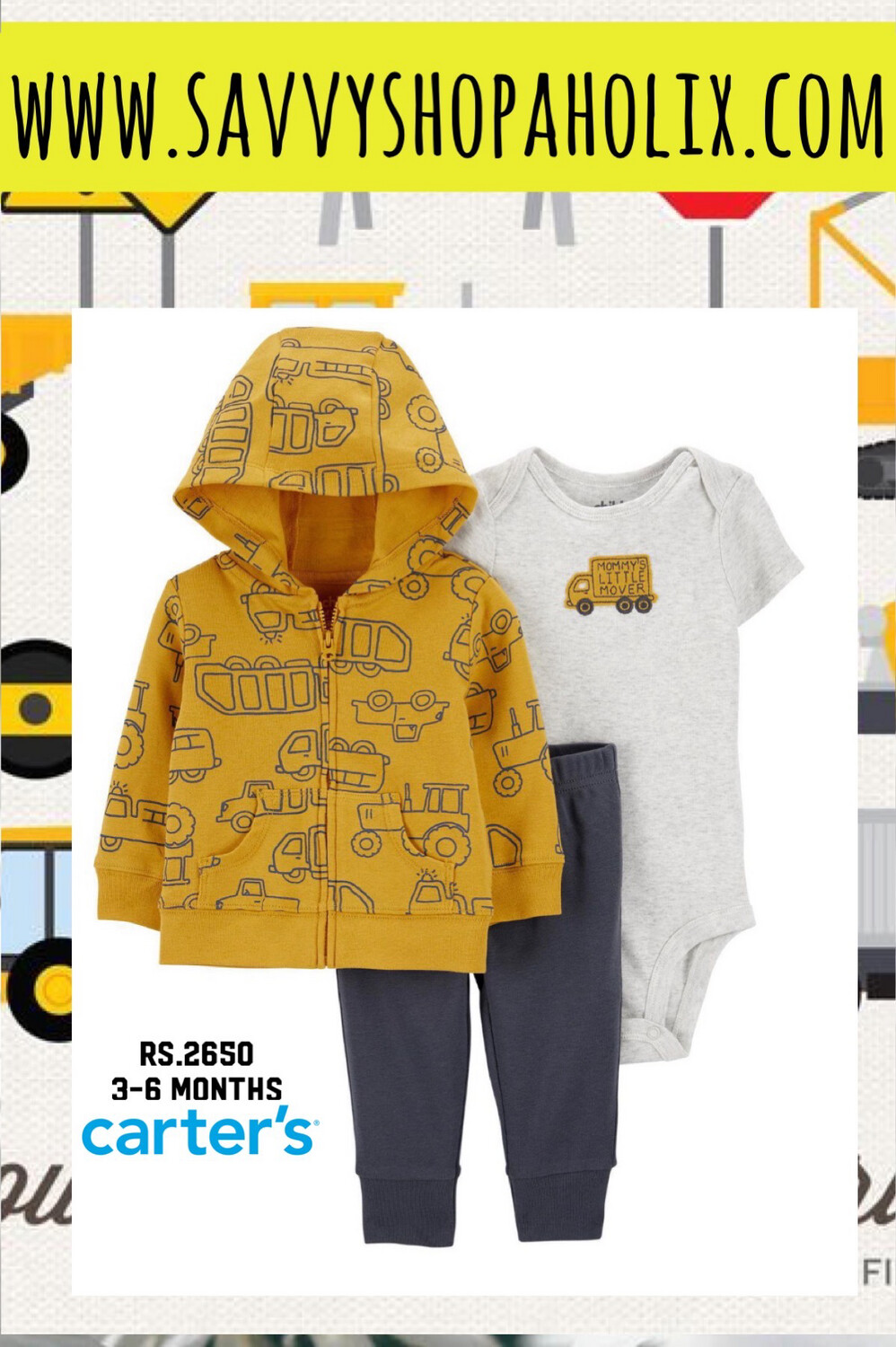CARTER&#39;S 3PC OUTFIT-MOMMY&#39;S LITTLE MOVER