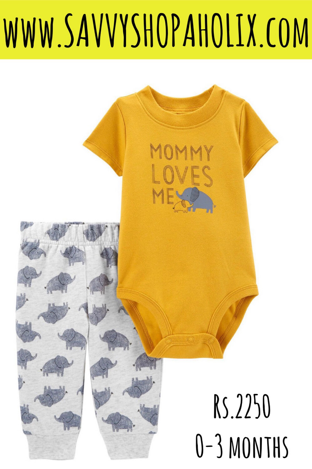 CARTER&#39;S 2PC OUTFIT-MOMMY LOVES ME, SIZE: 0-3 MONTHS