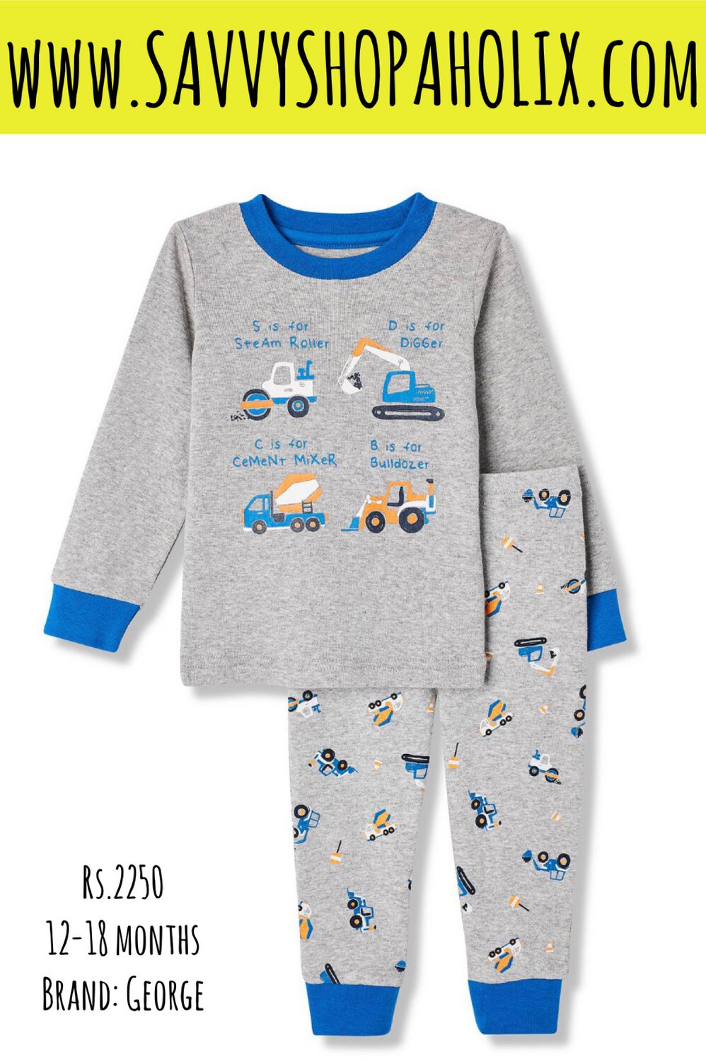 George 2pc Baby Boy Outfit- Builder