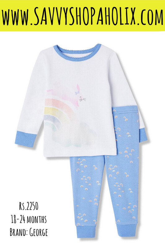 George 2pc Baby Girl Cotton Outfit- Rainbow