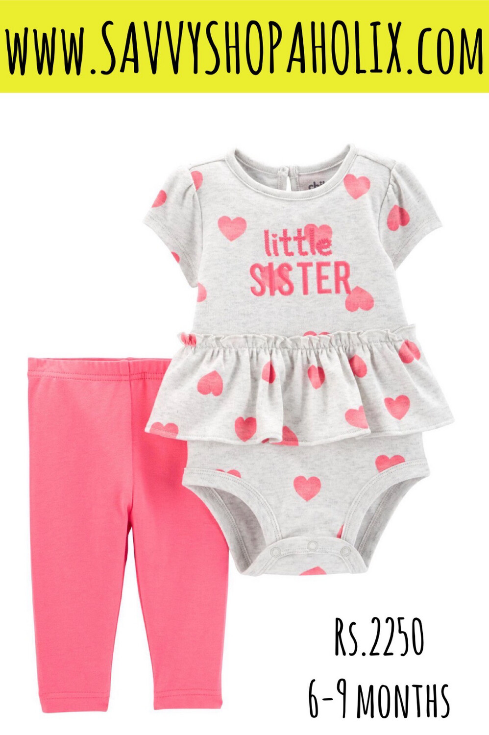 Carter’s Cotton 2pc Bodysuit And Pants Set- Little Sister