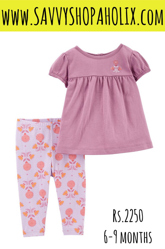 CARTER&#39;S BABY GIRL 2PC SET-TOP WITH FLORAL TIGHTS/PANTS