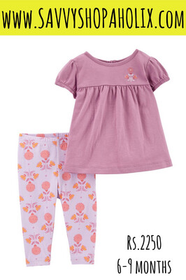 CARTER'S BABY GIRL 2PC SET-TOP WITH FLORAL TIGHTS/PANTS