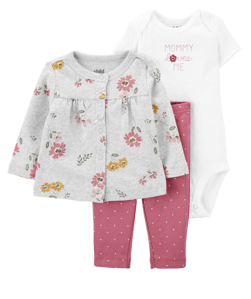 Carter’s 3pc Baby Girl Outfit- Floral Cardigan