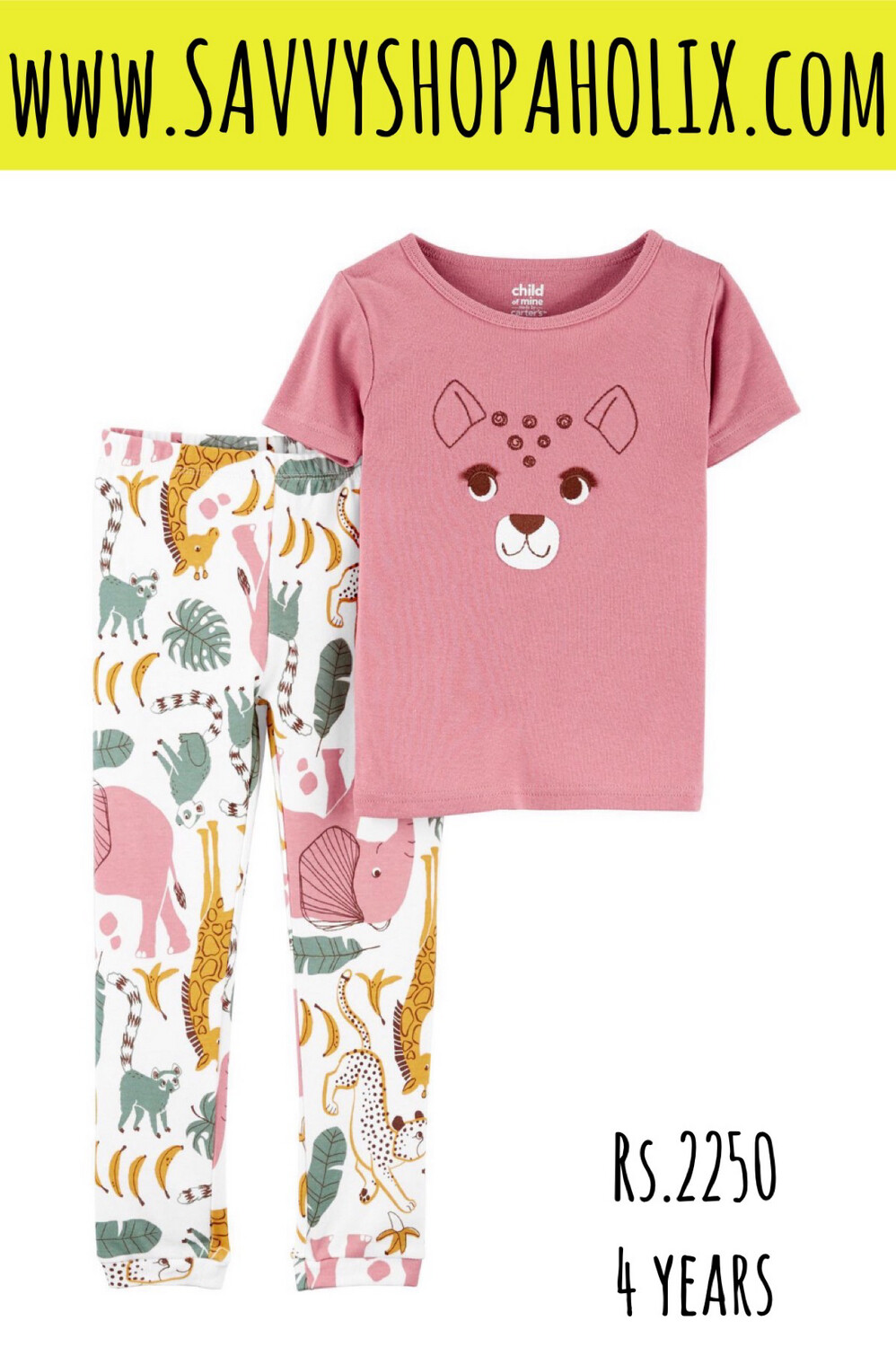 Carter&#39;s Cotton Night Suit- Giraffe