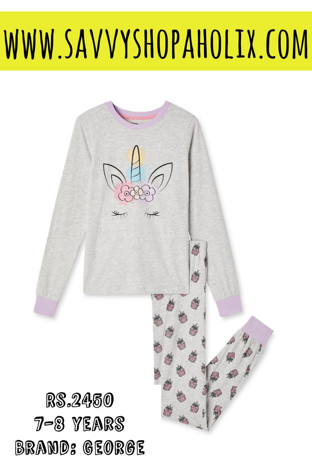 George Cotton Night Suit- Unicorn