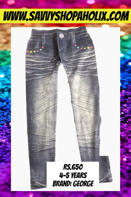 Denim Printed Tights by George