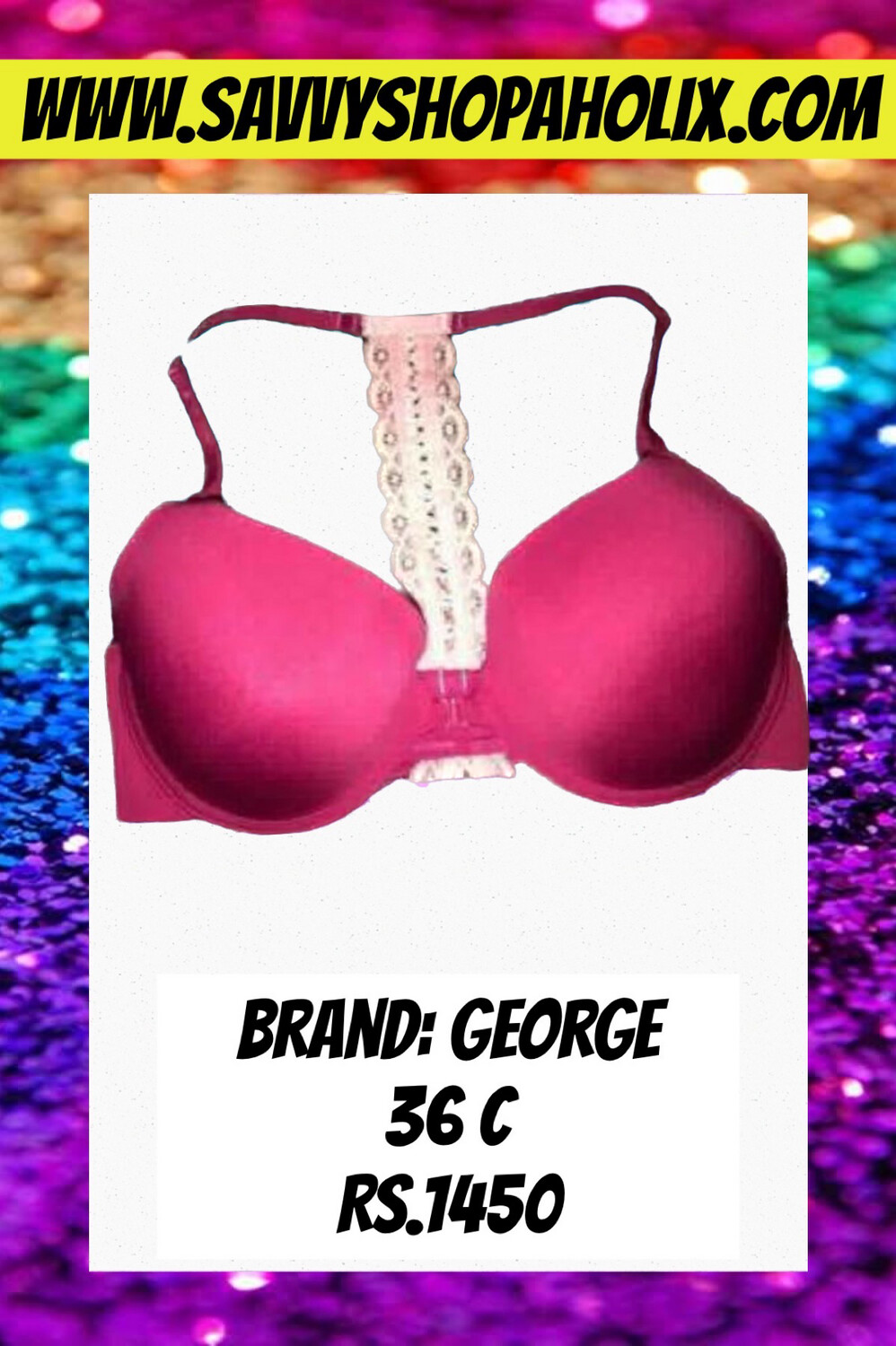 36C Pink Racer Back Bra By GEORGE