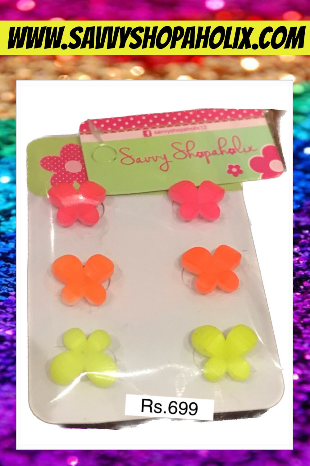 3 Pair Butterfly Earrings By Ardene