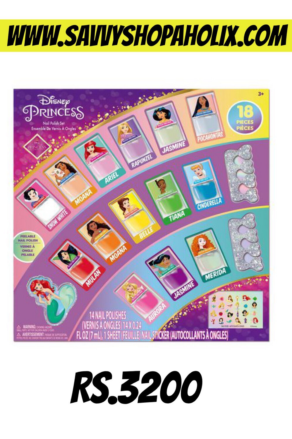 Disney 14pk Nail Polish With Toe Spacers Nail Polish Set