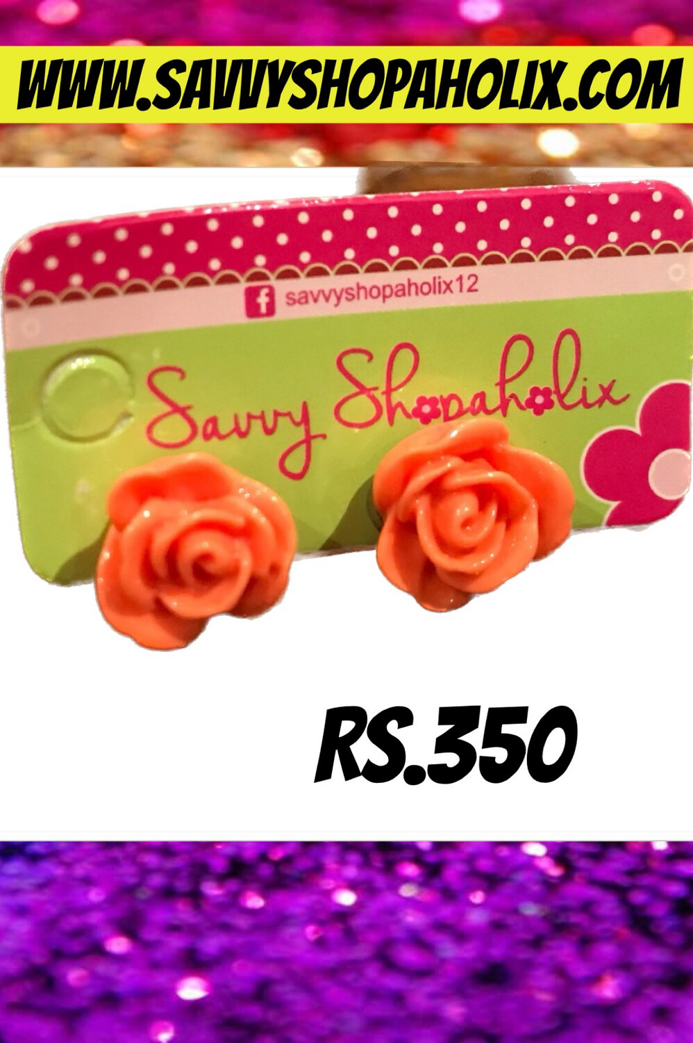 Orange Flower Studs/Earrings