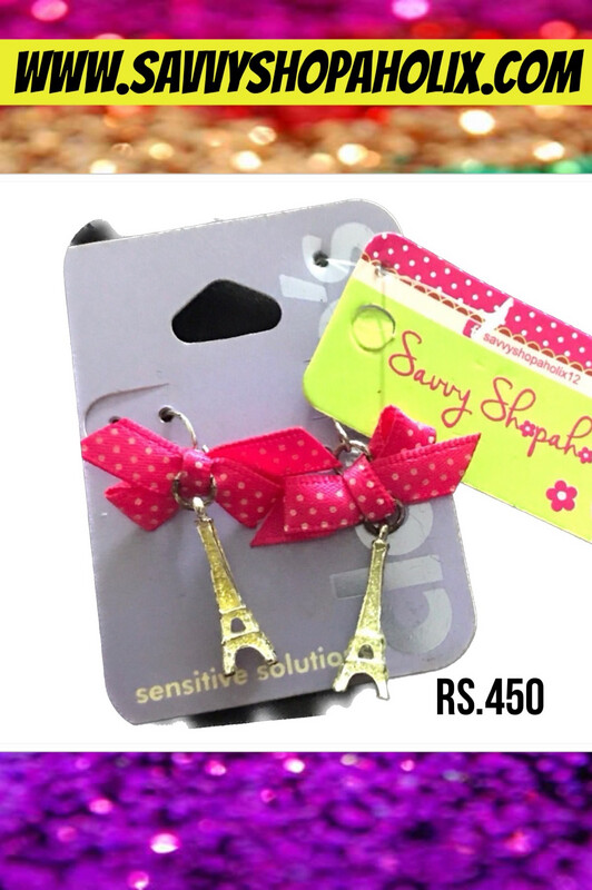 Claire’s Pink Bow Eiffel Tower Earrings