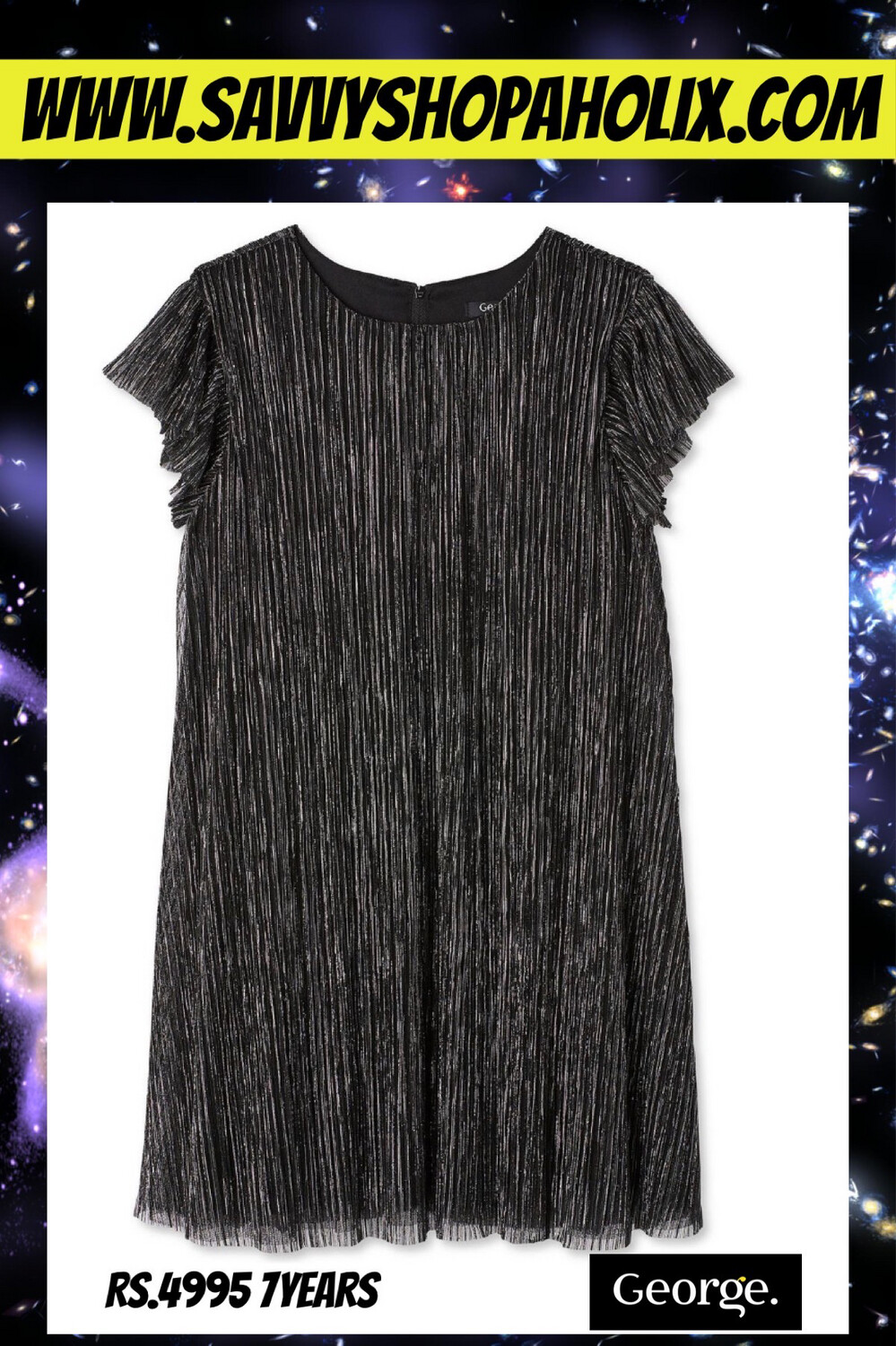 George Girl’s Pleated Metallic Dress