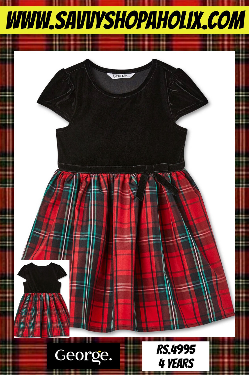 George Girl’s Plaid Glitter Dress