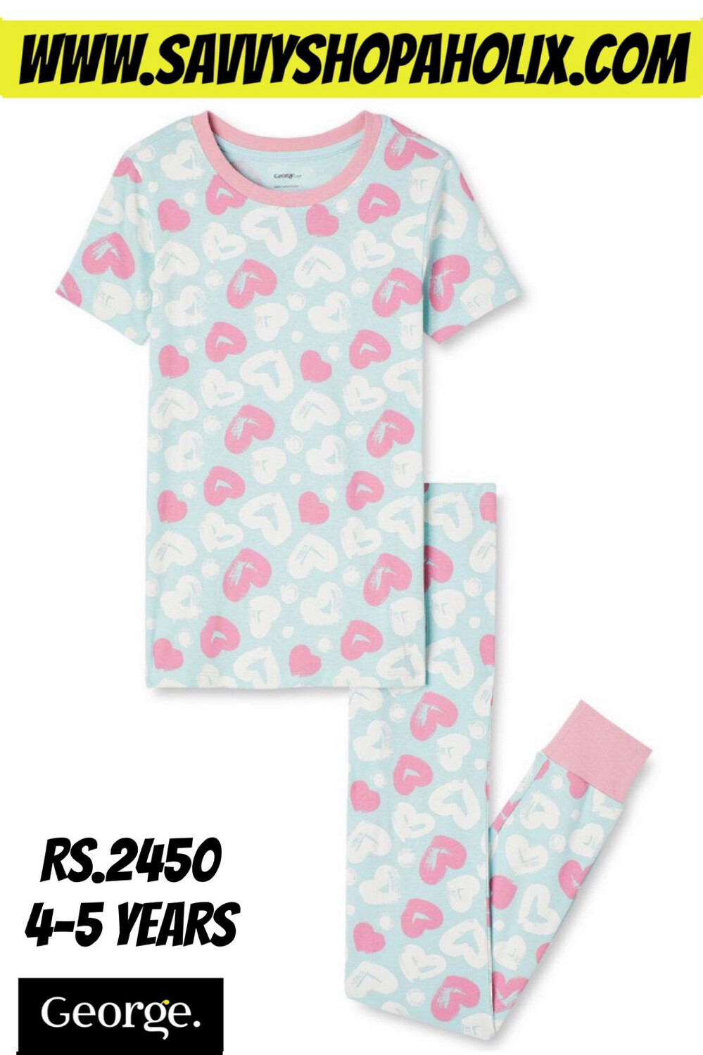 George Cotton Night Suit- Hearts