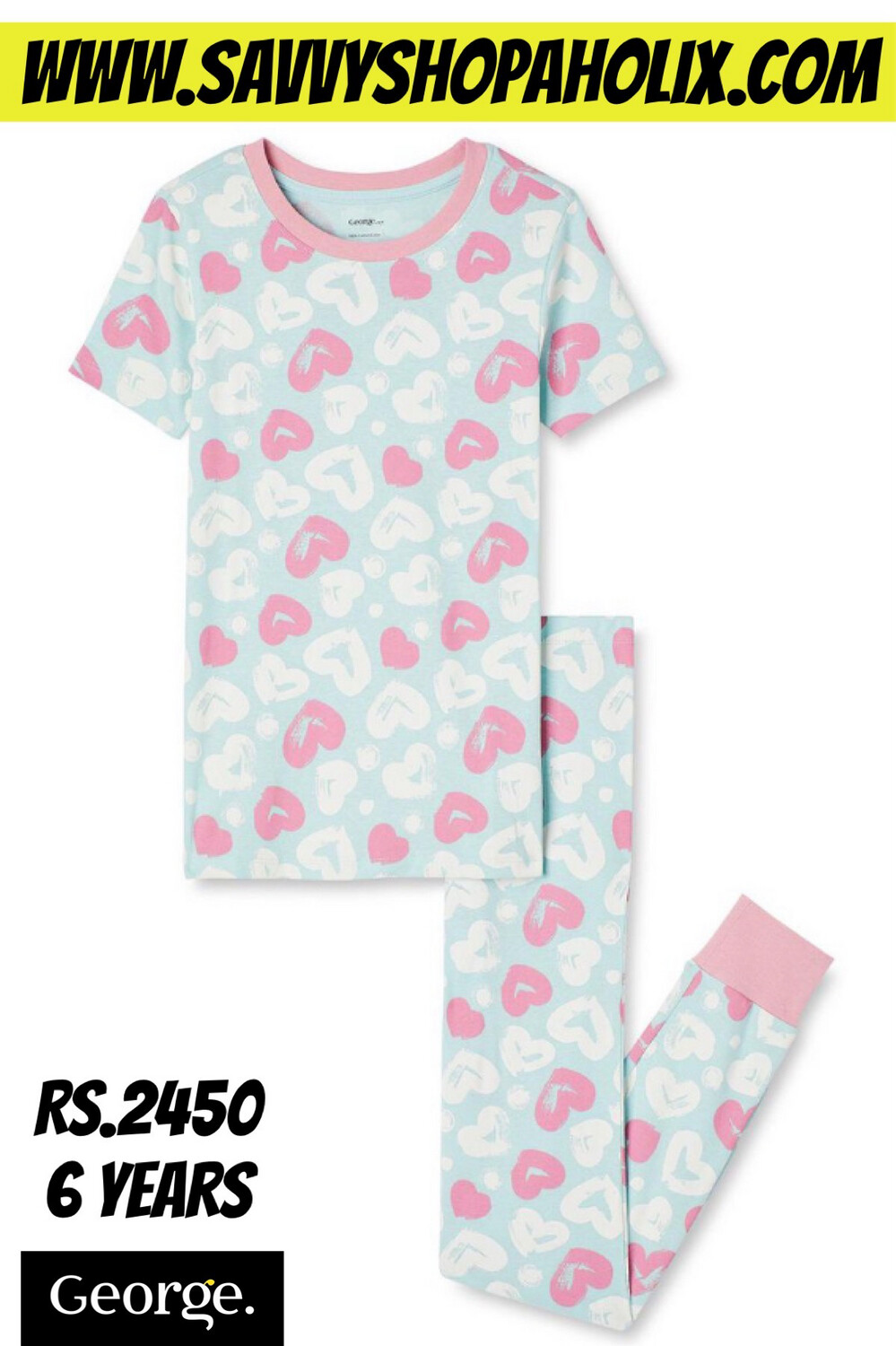 George Cotton Night Suit- Hearts