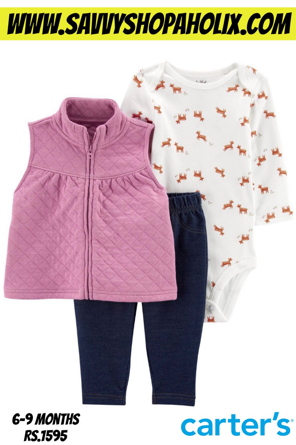 Carter’s 3pc Girl’s Outfit- Quilted