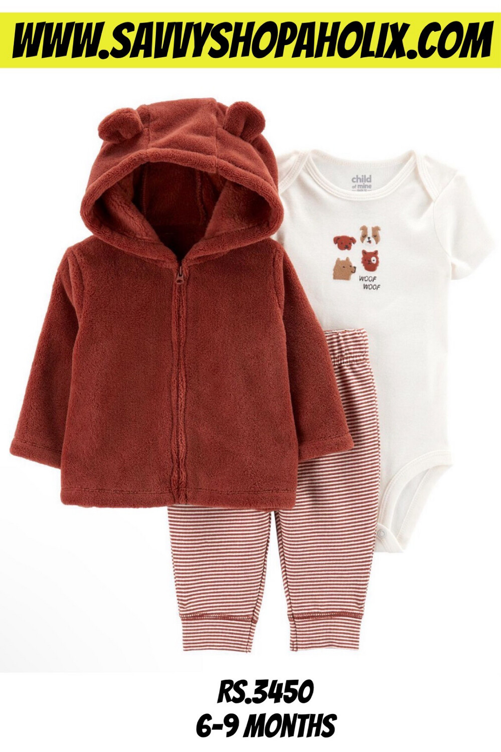 Carter’s 3pc Sherpa Hoodie Outfit- Dog