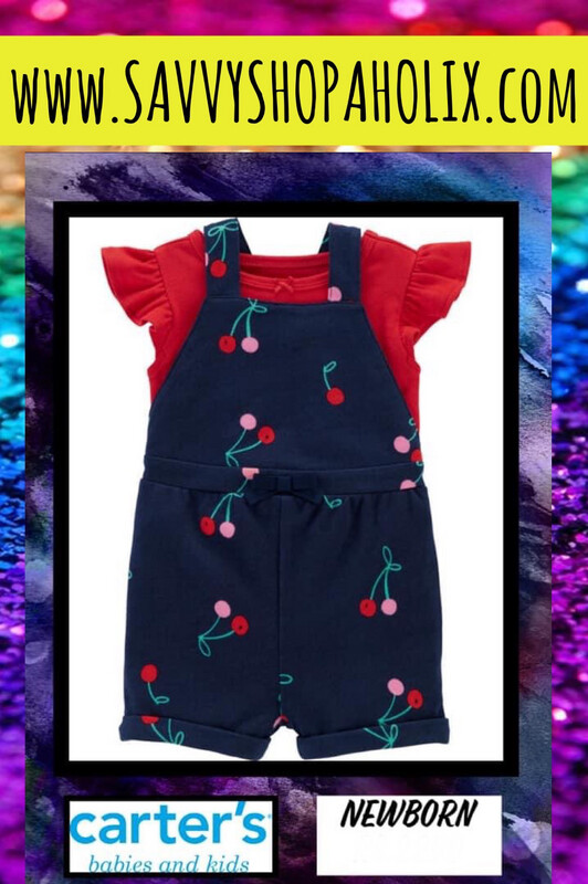 Baby Girl 2pc Overalls Outfit By Carter’s- Cherry