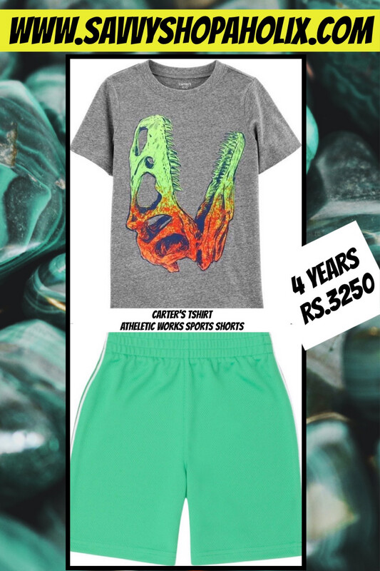 Carter’s 2pc Outfit- Athletic Works Sports Shorts With Carter’s Dino T shirt