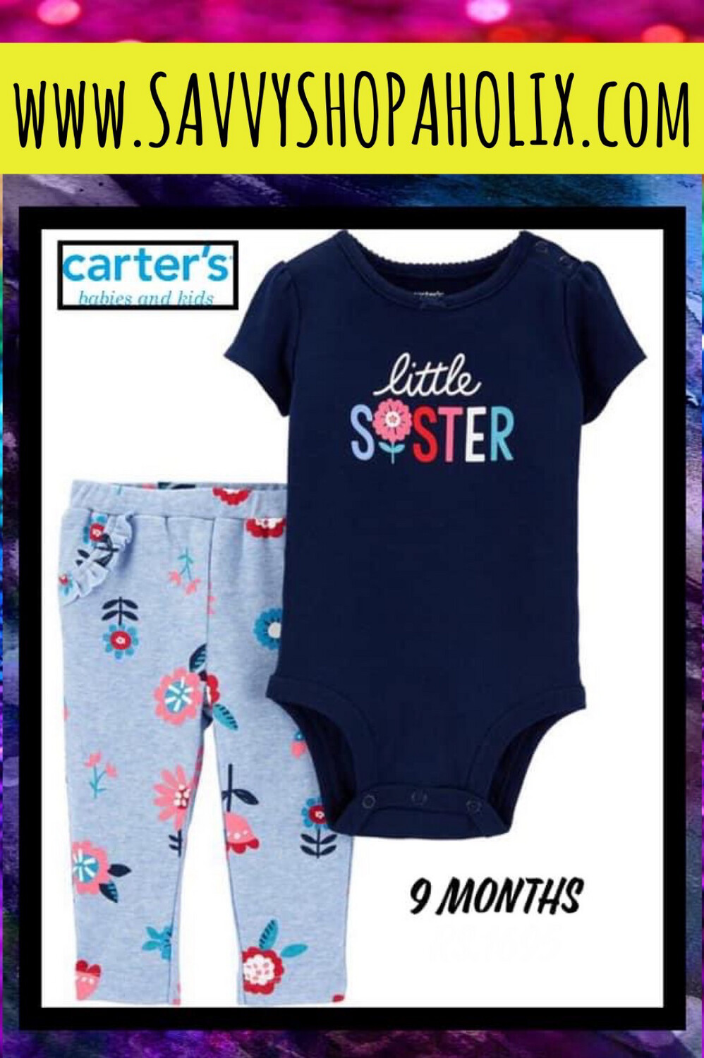 Baby Girl 2pc Set By Carter’s- Little Sister