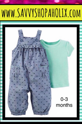 Baby Girl 2pc Set By Carter’s With T-shirt And Overalls/Dangri