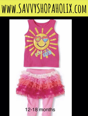 2pc Set Tank And Tutu Skirt With Attached Tights