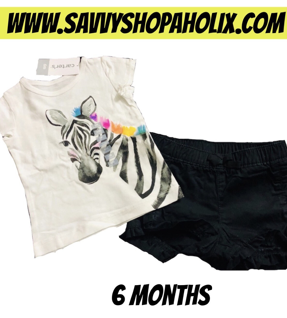 Carter’s 2pc Outfit- Bubble Shorts With Zebra T-shirt