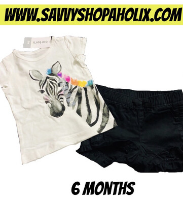 Carter’s 2pc Outfit- Bubble Shorts With Zebra T-shirt