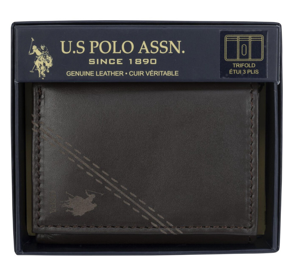 U.S. POLO ASSN. Genuine Tri-folder Leather Wallet