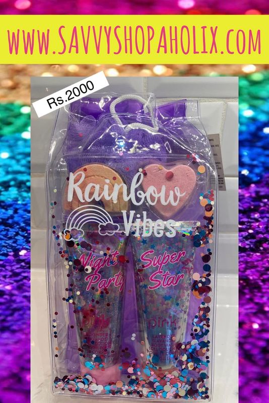 6-Piece Rainbow Vibes Bath Set Includes Lotion/shower gel And Bath Bombs