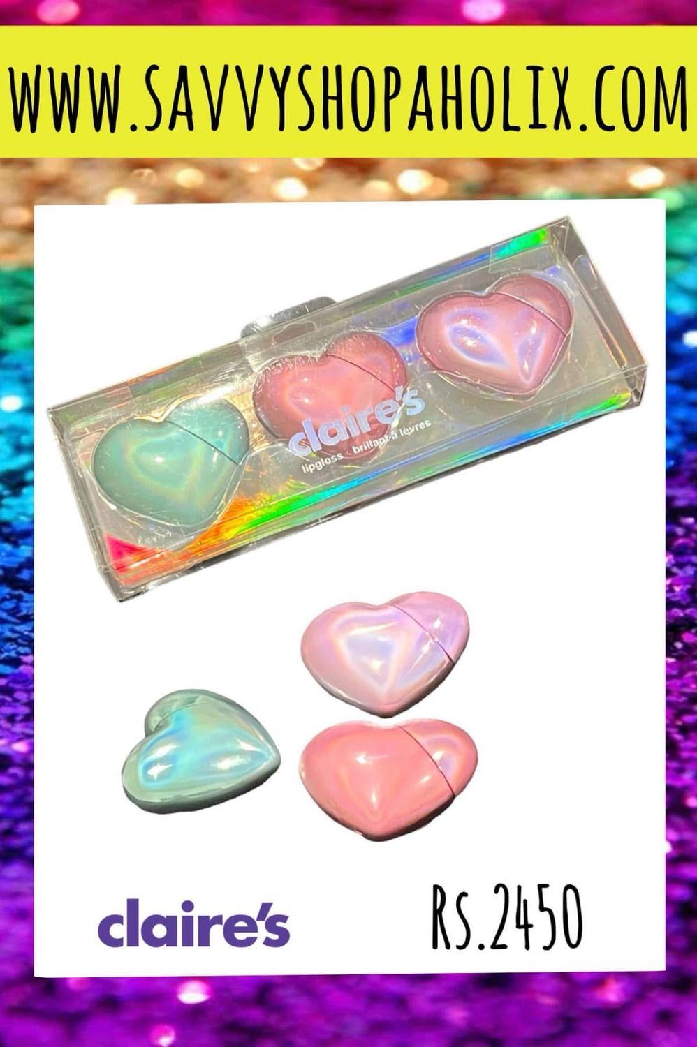 3pk Heart Lip Gloss