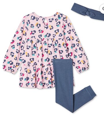 George Girls 3pc Chambray Pant, Top And Headband set