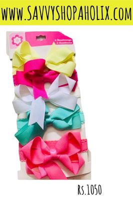 6pk Hair Band/Head Wrap By Adorable For Baby Girls