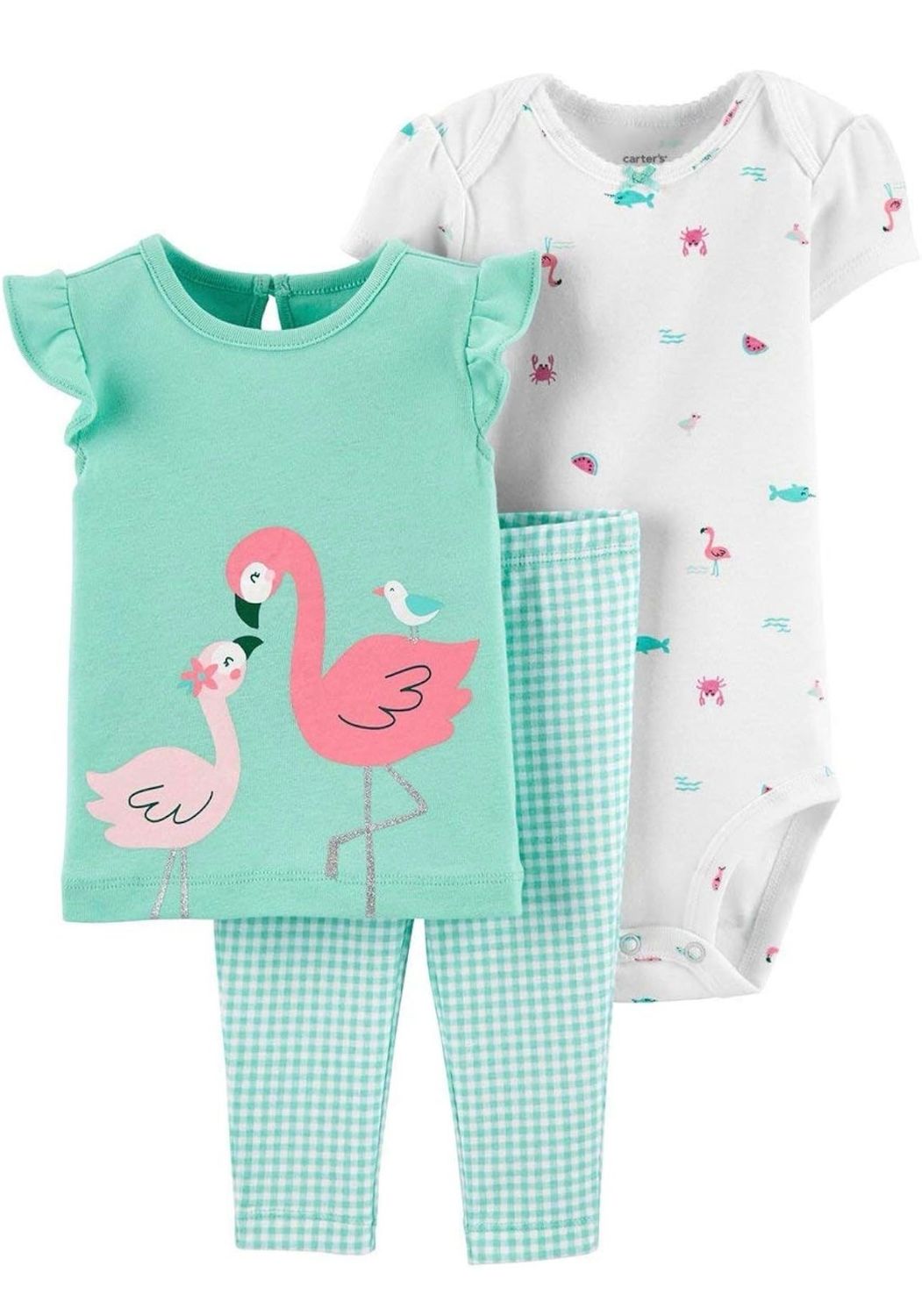 Baby Girl 3pc Set By Carter’s-flamingo