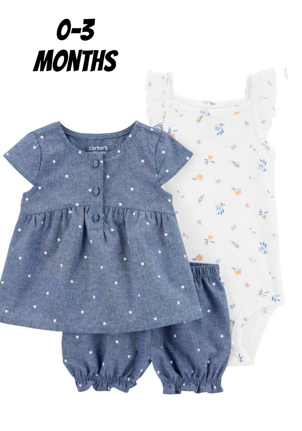 Carter’s 3pc Cotton Set- Pink Giraffe