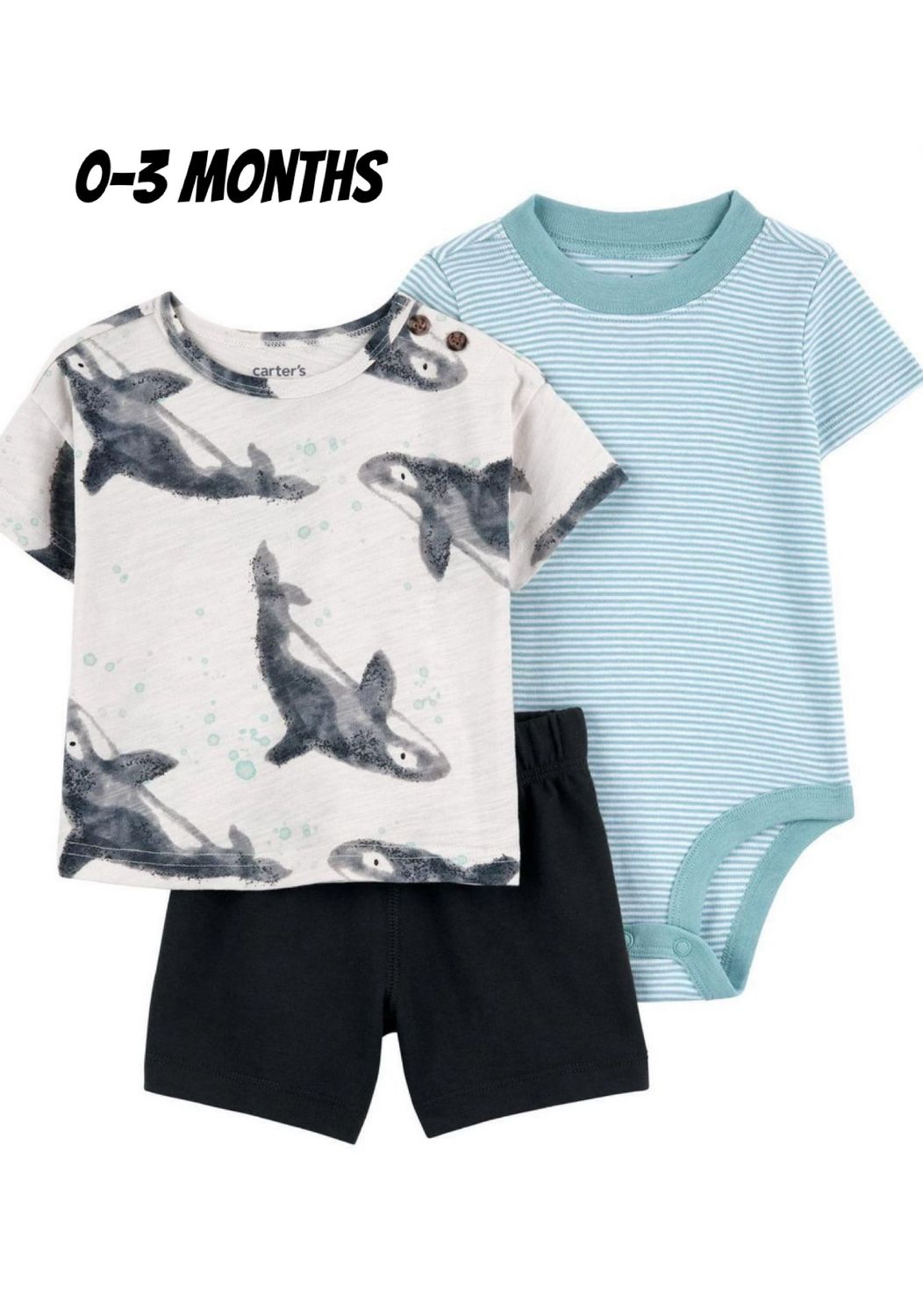 3pc Baby Boy Set By Carter’s- Shark