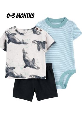 3pc Baby Boy Set By Carter’s- Shark