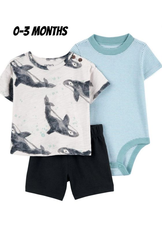 3pc Baby Boy Set By Carter’s- Shark