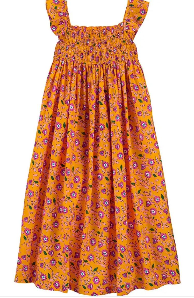 Floral Smocked Viscose Dress - Girl