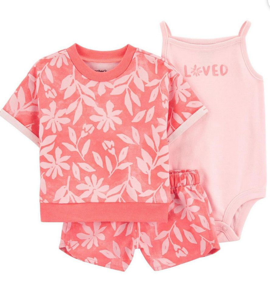 Carter&#39;s Child of Mine IG Outfit Set - Pink Palms