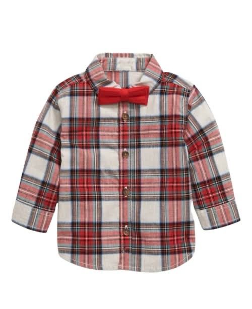 Old Navy-Unisex Plaid Shirt &amp; Bow-Tie Set for Baby