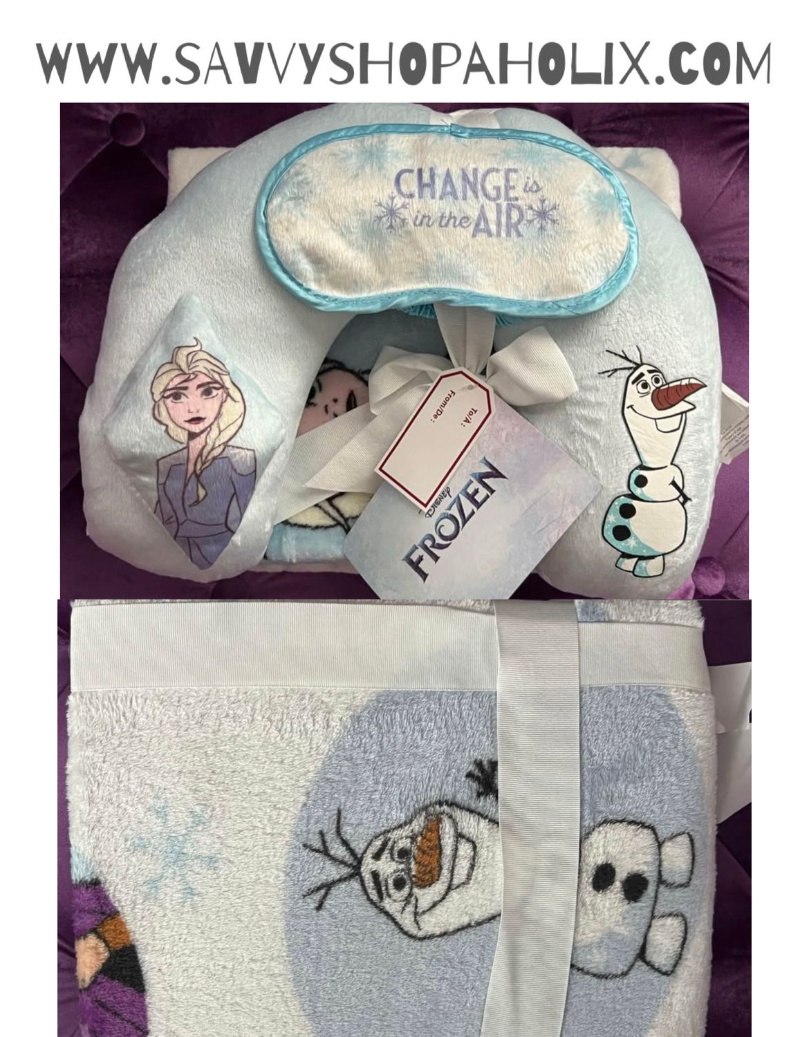 Frozen Blanket Travel Pillow And Eye Mask