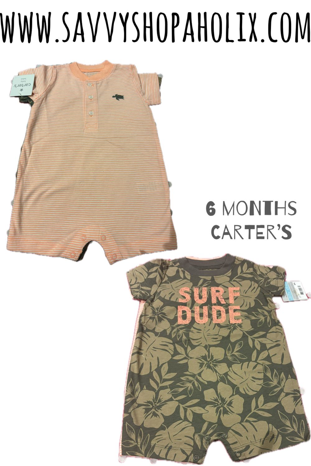 Baby Boy 2pc Rompers Set By Carter’s- Surf dude 
