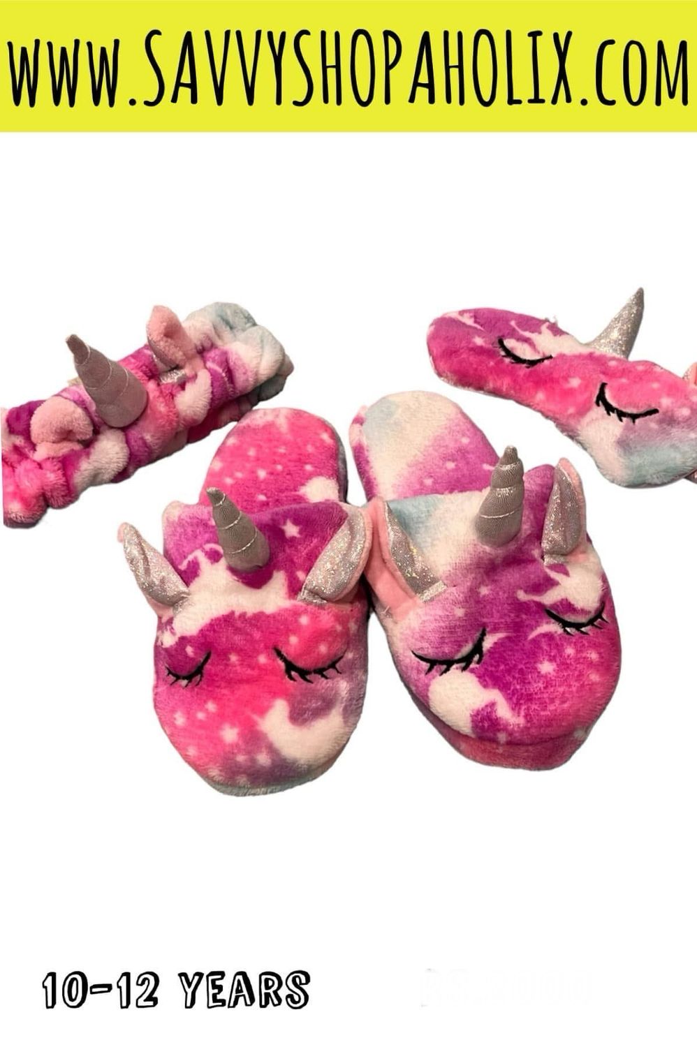 Plush Eye Make, Head Band And House Slippers