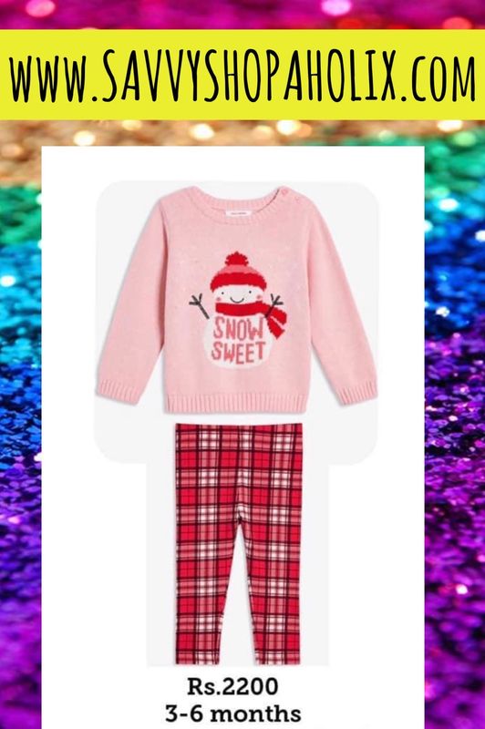 Baby Girl 2pc Outfit with plaid red tights and sweater by Joe Fresh