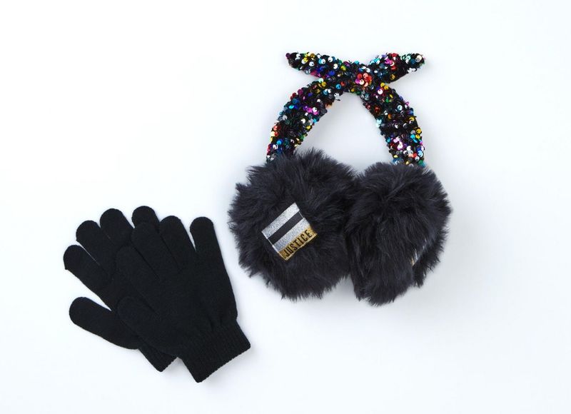 Fluff Sequin Earmuff set By Justice