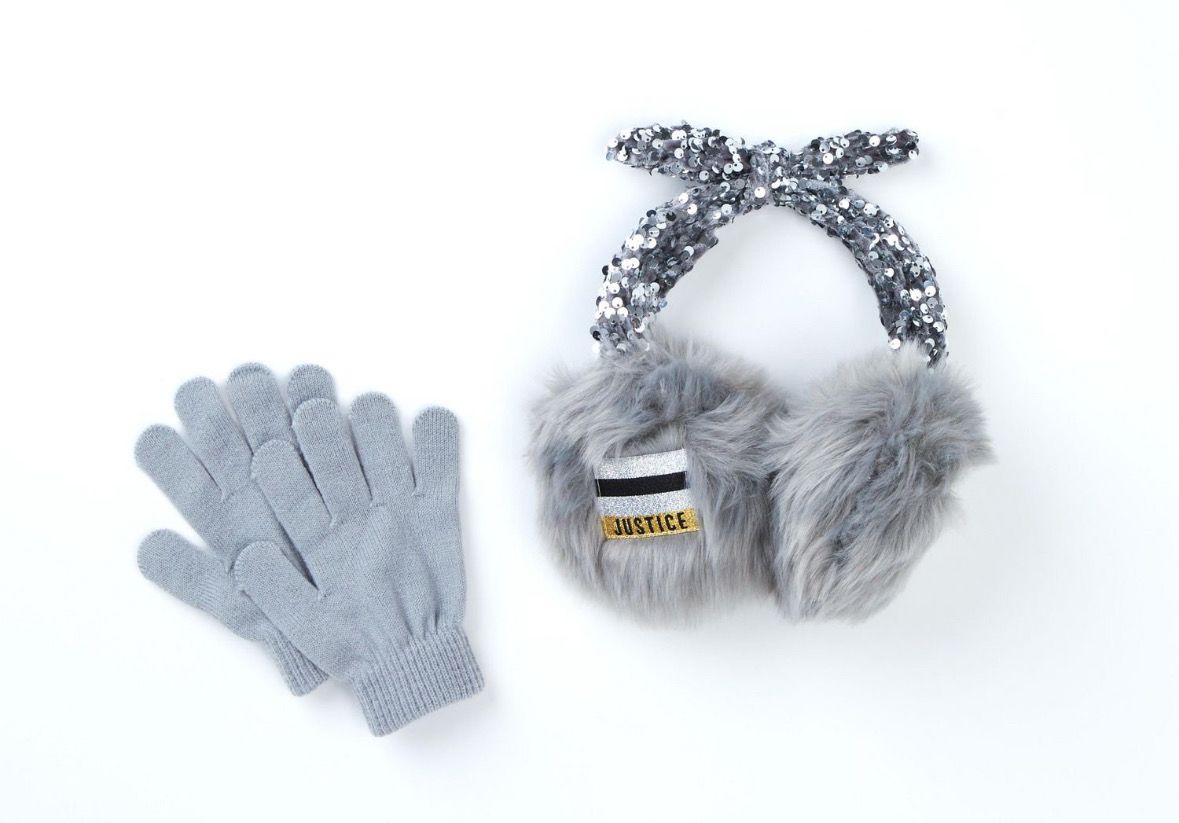Fluff Sequin Earmuff set By Justice