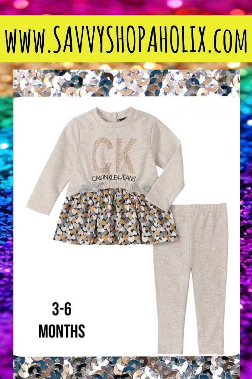 Gray Heather Heart-Contrast Ruffle-Tunic &amp; Leggings Outfit By Calvin Klein