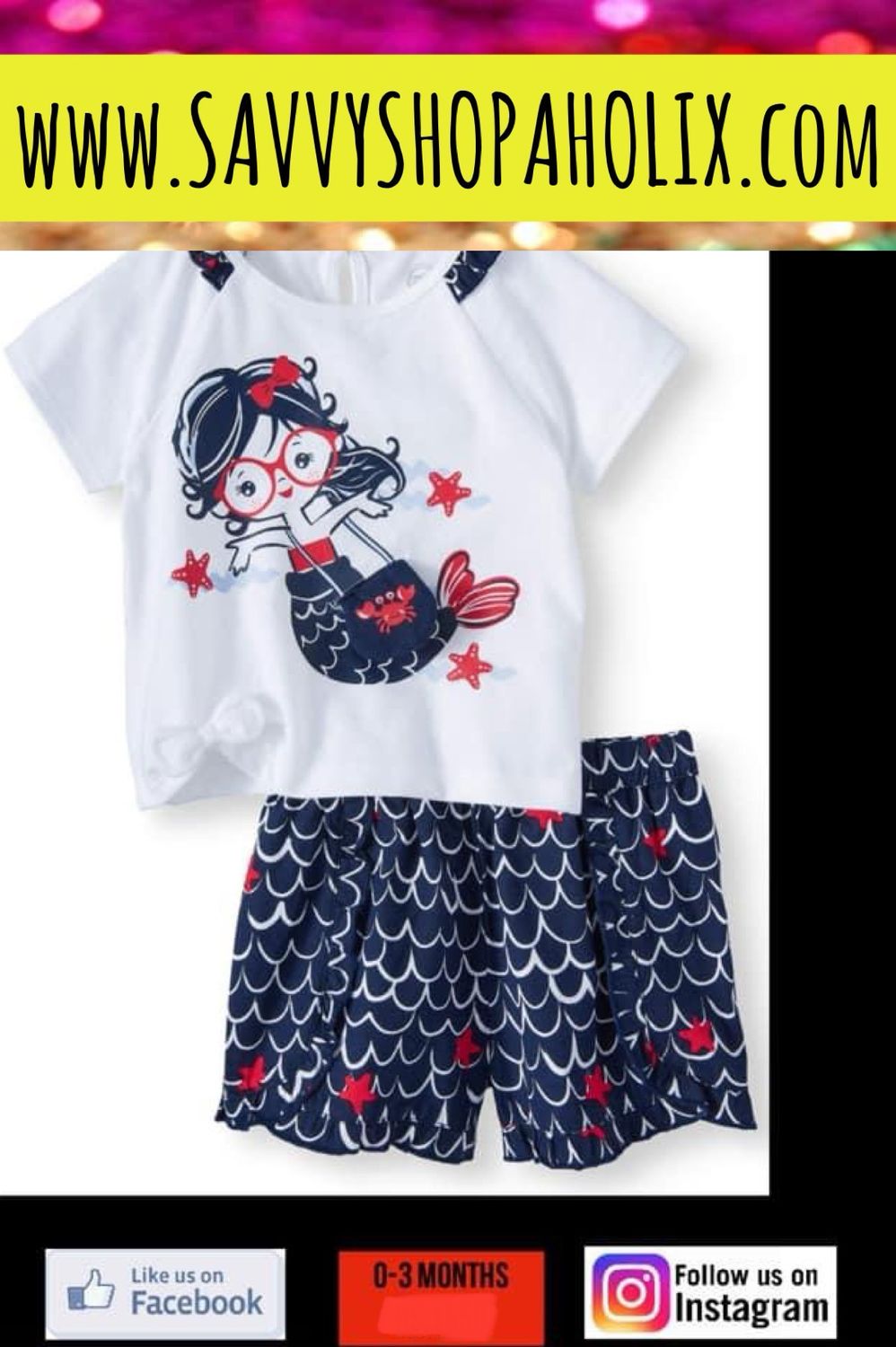 2pc Shorts Set Baby Mermaid